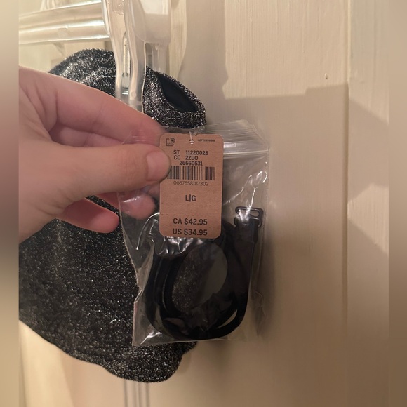 Pink by Victoria Secret black sparkly bando lined bikini top with straps - Picture 3 of 6